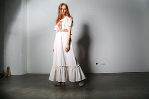 70s Lace Sleeve Prairie Dress