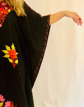 Black Floral Embroidered Kaftan Dress