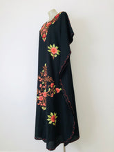 Black Floral Embroidered Kaftan Dress