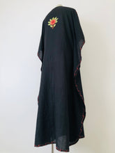 Black Floral Embroidered Kaftan Dress