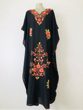 Black Floral Embroidered Kaftan Dress