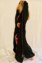 Black Floral Embroidered Kaftan Dress
