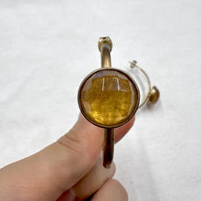 Gold Hoop Earrings with Faceted Amber Tone Resin – Vintage Style Statement Hoops