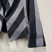 Vintage 90s Black Silver Striped Cropped Blazer | Geometric Statement Jacket Made Australia
