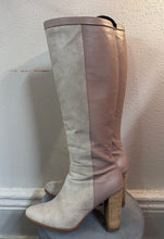 Pink Two-Tone Knee-High Boots – Suede & Leather Mix