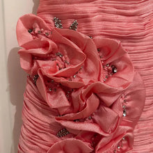 Vintage MAY QUEEN Pink One Shoulder Rosette Cocktail Dress Y2K Prom Dress Size 14