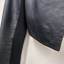 Portmans Cropped Black Leather Jacket | Minimalist Open Front Leather Bolero | Genuine Leather | Women’s Size 8