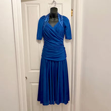 Vintage 80s Electric Blue Sequin Draped Maxi Dress | Open Back Tie Detail, Made Australia