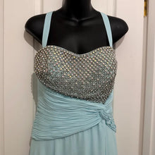 Vintage Tony Bowls Le Gala Ice Blue Prom Dress | Y2K Rhinestone Gown Size 8