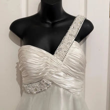 Vintage White One Shoulder Pearl Embellished Party Dress Size 8 Fairy Prom Dress