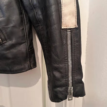 Vintage Clam Cuir France Leather Moto Jacket | Women's Cafe Racer with Cream Racing Stripes | 70s 80s French Biker
