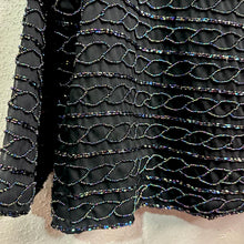 Vintage Black Beaded Jacket | Iridescent Sheer Evening Cardigan, Art Deco Style