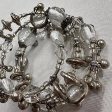 Vintage Wire Wrapped Charm Bracelet | Silver Tone Beaded Cuff | Artisan Coil Bracelet | Statement Bohemian Jewelry