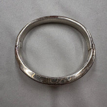 Vintage Rhinestone Open Cuff Bracelet / Silver Tone Geometric Bangle / Art Deco Style Jewelry