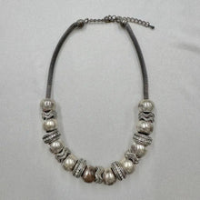Vintage Silver Tone Statement Necklace / Chunky Beaded Necklace / Industrial Style / Retro Metal Jewelry / Bold Necklace