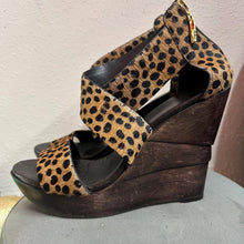 Diane von Furstenberg Leopard Calf Hair Wedge Sandals | DVF Platform Heels | Vintage Designer Shoes