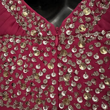 Vintage Hot Pink Rhinestone Cutout Evening Gown Maxi Dress Glam Prom Dress