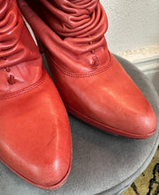 Vintage Red Slouch Ankle Boots – Retro Heeled Style