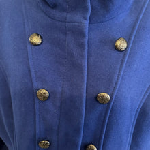 Royal Blue Wool Coat | Double-Breasted Military Style Jacket | High Neck Fitted Outerwear