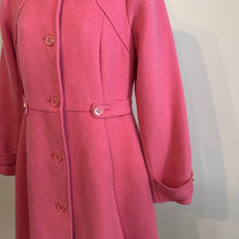 Vintage Pink Wool Blend Swing Coat | Peter Pan Collar, Fitted Waist, A-Line Silhouette