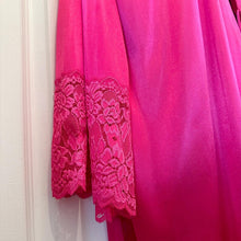 Vintage Fuchsia Satin Peignoir Set – Lace Trim Maxi Nightgown & Robe