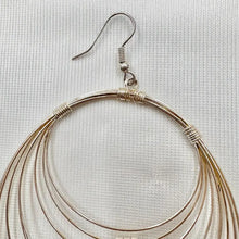 Vintage Champagne Gold Multi Hoop Earrings | Blue Seed Bead Statement Boho Jewellery