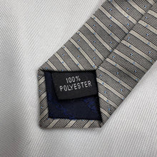 Vintage Jean Mercier Tie Black Ivory Stripe and sky blue dots Pattern Polyester Necktie