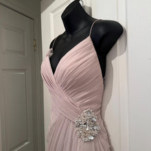 True Brides by Walters Beige Chiffon Evening Gown Size 10 Lace Up Back