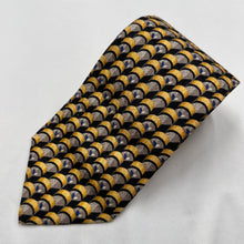 Vintage Cravattificio Di Siena 100% Silk Tie Gold Black Geometric Pattern Italian Necktie