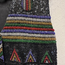 Vintage 80s Black Beaded Sequin Vest | Rainbow Embellished Unisex Waistcoat | Festival Statement Piece
