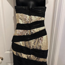 Vintage Black Gold Sequin Mermaid Gown | Strapless Old Hollywood Formal Dress