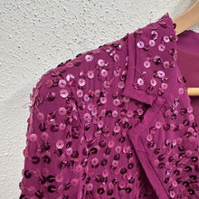 DKNY Silk Sequin Blazer | Magenta Evening Jacket | Donna Karan Party Wear Size 10