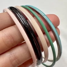 Vintage Enamel Bangle Set | Stackable Retro Jewelry, Black, Pink, Blue, Green Beige