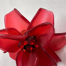 Vintage Red Acrylic Flower Earrings | Statement Floral Stud Earrings | Translucent Beaded Flower Earrings