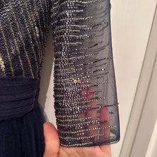 Vintage Tony Bowls Navy Beaded Tulle Evening Dress – Celestial Y2K Princess Gown