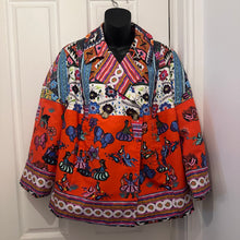 Stella Jean Made in Italy Cotton Statement Jacket | Vibrant Folk Art Print Blazer | Double Breasted Designer Jacket | Size IT 42