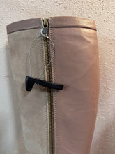 Pink Two-Tone Knee-High Boots – Suede & Leather Mix