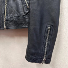 Whistles Black Leather Moto Biker Jacket | Genuine Leather YKK Zip Women's UK 10