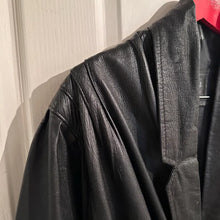 Vintage Bella J Black Leather Jacket | 80s Batwing Snake Print Panel Bomber