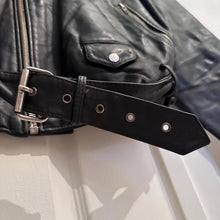 Vintage Black Leather Asymmetrical Biker Jacket, Distressed Punk Rocker Coat