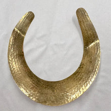 Vintage Hammered Gold Tone Collar Necklace | Bold Statement Bib Choker | Modernist Open Neck Cuff