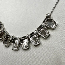 Vintage Silver Statement Necklace | Textured Geometric Bib Necklace | Modern Glam Jewelry