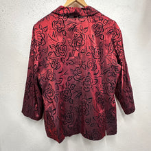 Vintage Burgundy Burnout Velvet Rose Jacket | Sheer Floral Open Front Jacket | Romantic 90s Lightweight Jacket | Women’s EU 40