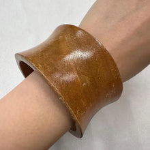 Vintage Wooden Zebra Print Wide Bangle Bracelet, Chunky Brown Black Statement Cuff, Retro Animal Print Boho Bracelet