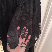 Vintage Evaldo Bock Black Bow Midi Dress / 80s Party Dress / Romantic Tiered Lace Formal Dress