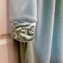 Vintage Givoni Sage Velour Robe | Quilted Satin Yoke Housecoat, Fits Large to XL
