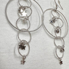 Silver Star Charm Circle Drop Earrings – Layered Hoop Statement