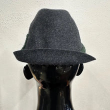 Vintage Tiroler Hat | Dark Grey Wool Felt Alpine Hat, Green Band (59cm)
