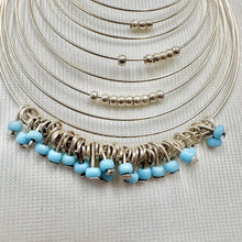 Vintage Champagne Gold Multi Hoop Earrings | Blue Seed Bead Statement Boho Jewellery