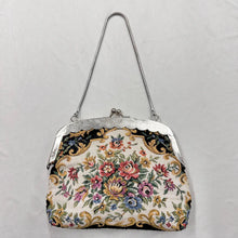 Vintage Floral Tapestry Kiss Lock Handbag | Victorian Carpet Bag, Made in Hong Kong